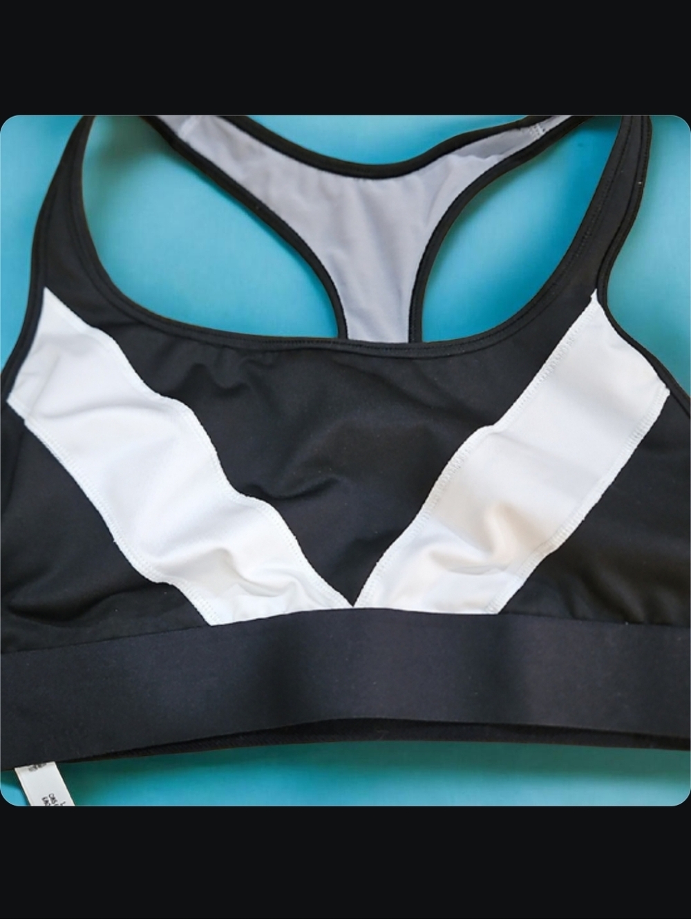 Victoria Sport Black and‎ White Racerback Sports Bra Size Large Vintage